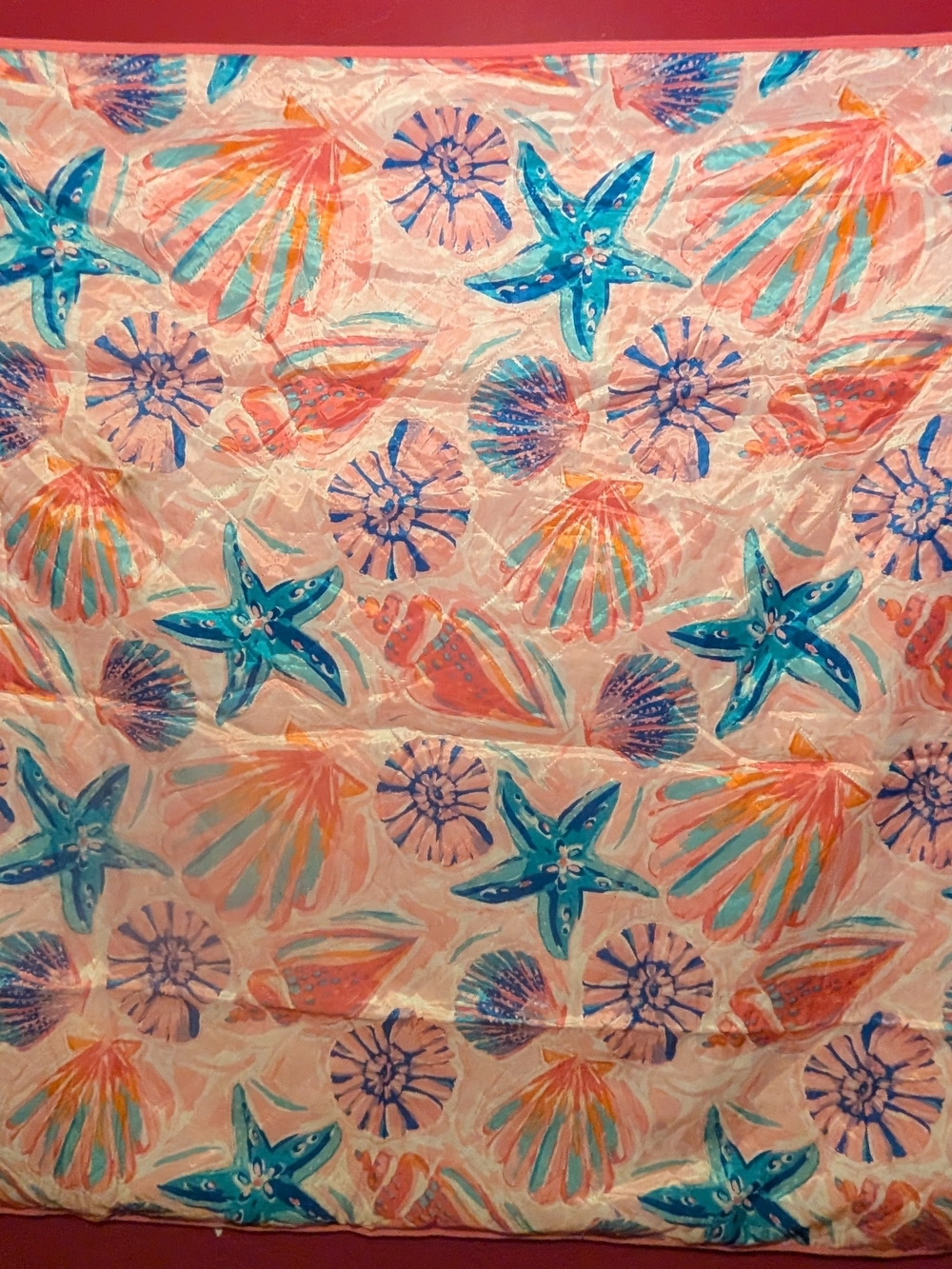 Girls' Pink Seashell & Turquoise Starfish Picnic Blanket